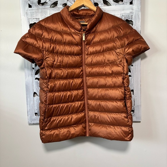 NEW Martha Stewart Spice Copper Short Sleeve Quilted Down Puffer Vest Size L - Picture 2 of 7